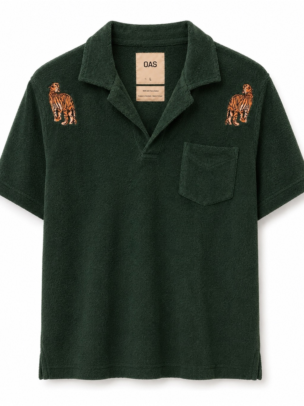 OAS Dark Green Polo with Orange Tiger Embroidery
